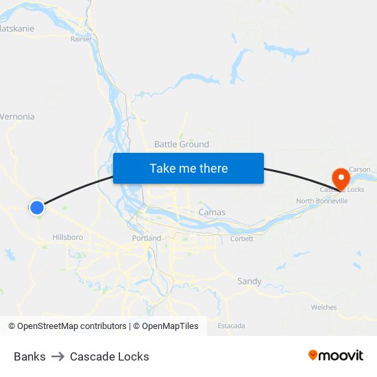 Banks to Cascade Locks map