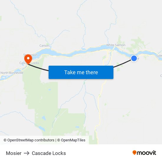 Mosier to Cascade Locks map