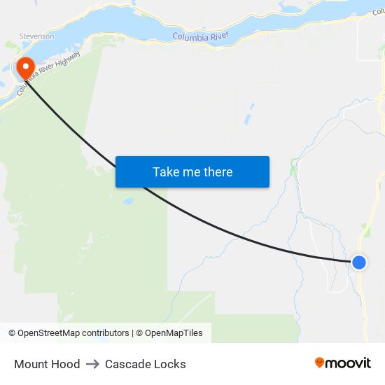 Mount Hood to Cascade Locks map