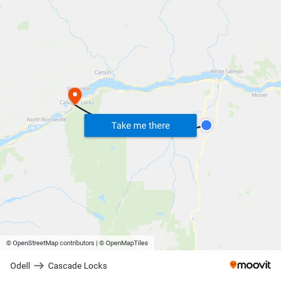 Odell to Cascade Locks map