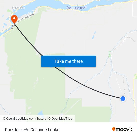 Parkdale to Cascade Locks map