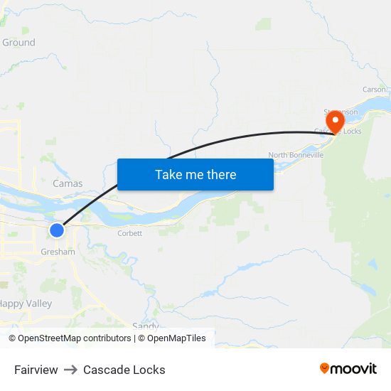 Fairview to Cascade Locks map