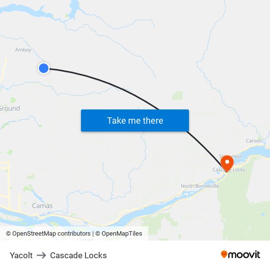 Yacolt to Cascade Locks map