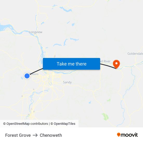 Forest Grove to Chenoweth map