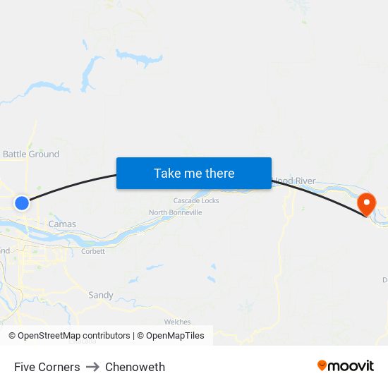 Five Corners to Chenoweth map