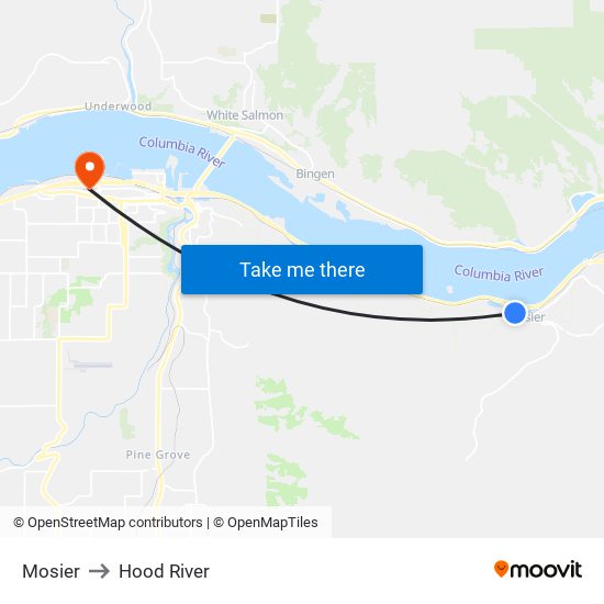 Mosier to Hood River map