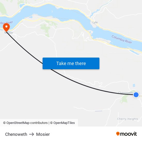 Chenoweth to Mosier map