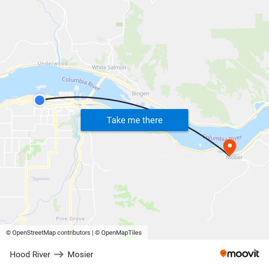 Hood River to Mosier map