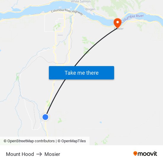 Mount Hood to Mosier map