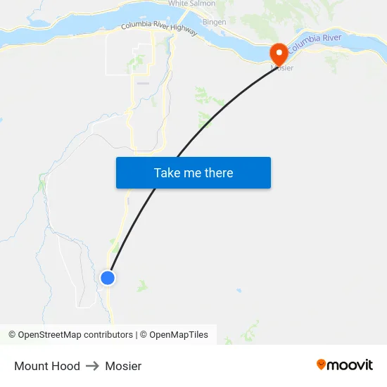 Mount Hood to Mosier map