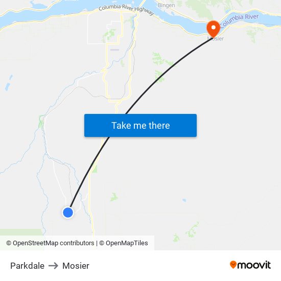 Parkdale to Mosier map