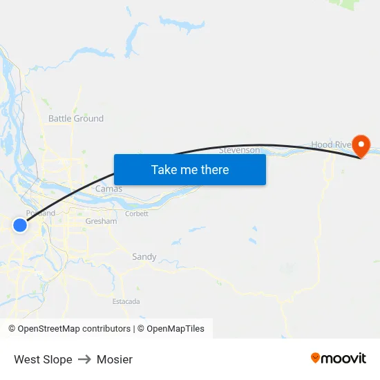 West Slope to Mosier map