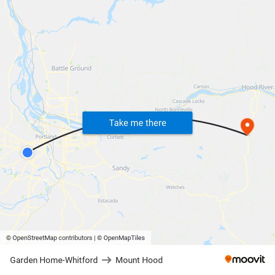 Garden Home-Whitford to Mount Hood map