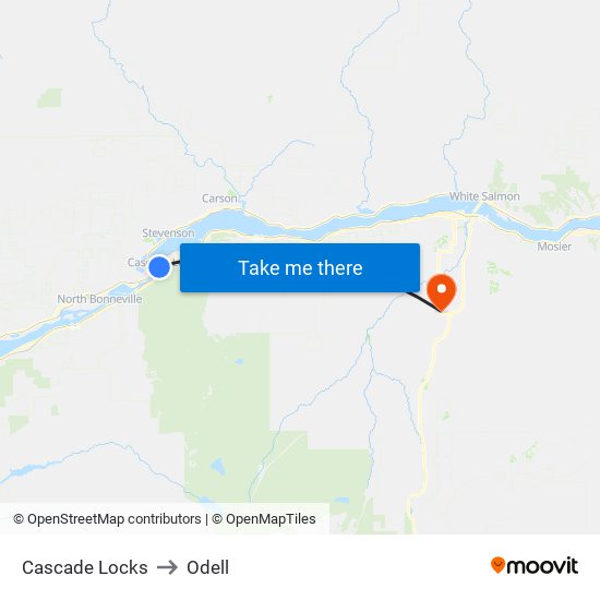 Cascade Locks to Odell map