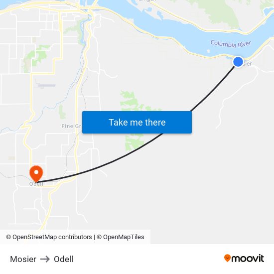 Mosier to Odell map