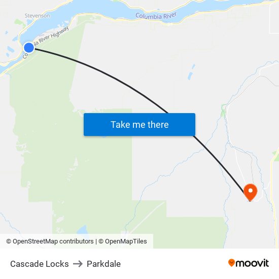 Cascade Locks to Parkdale map