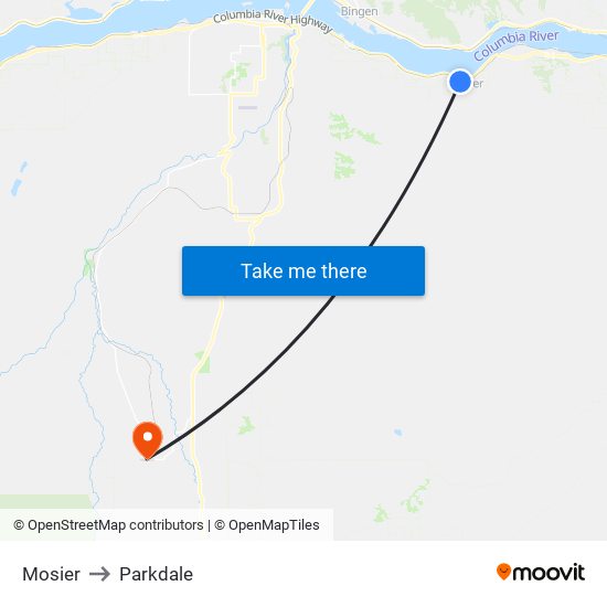 Mosier to Parkdale map