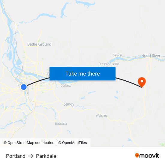 Portland to Parkdale map