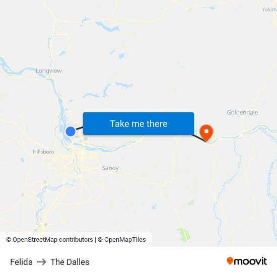 Felida to The Dalles map