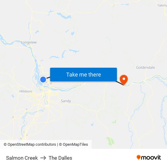 Salmon Creek to The Dalles map