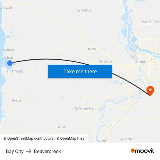 Bay City to Beavercreek map