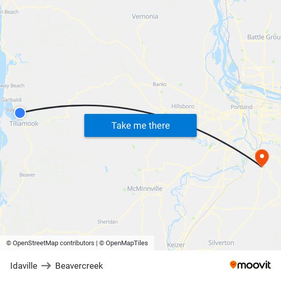 Idaville to Beavercreek map