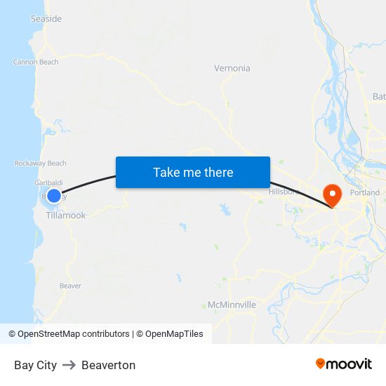 Bay City to Beaverton map