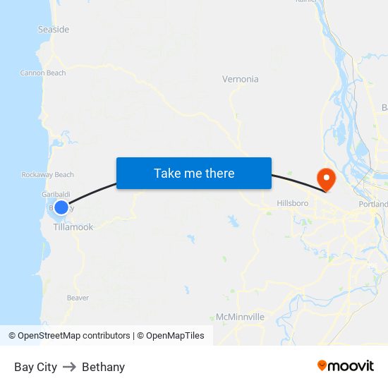 Bay City to Bethany map