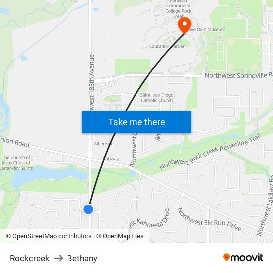 Rockcreek to Bethany map