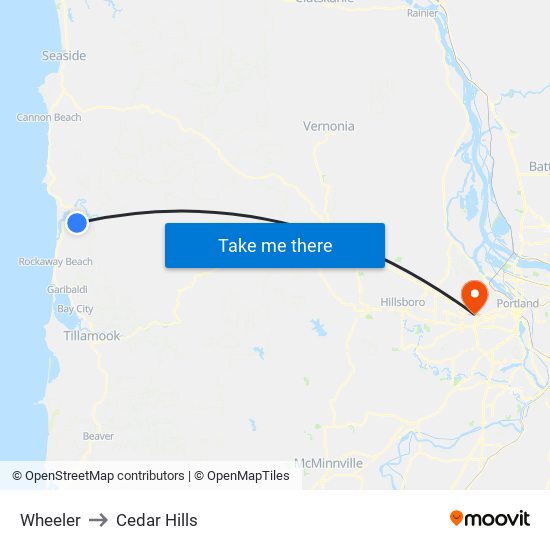 Wheeler to Cedar Hills map