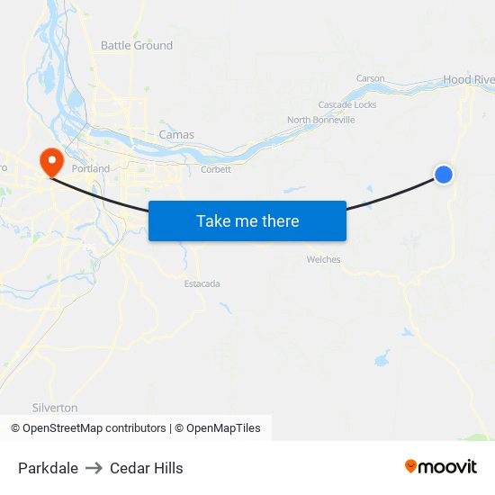 Parkdale to Cedar Hills map