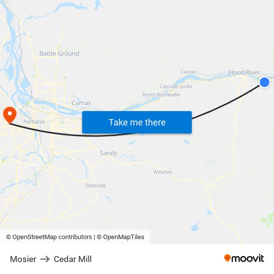 Mosier to Cedar Mill map