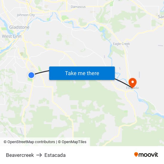 Beavercreek to Estacada map
