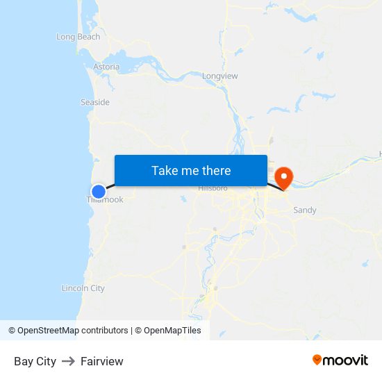 Bay City to Fairview map
