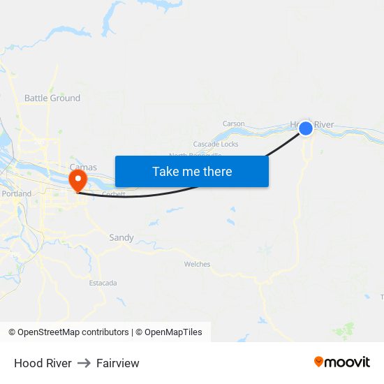 Hood River to Fairview map