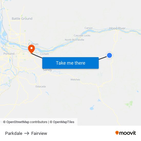 Parkdale to Fairview map