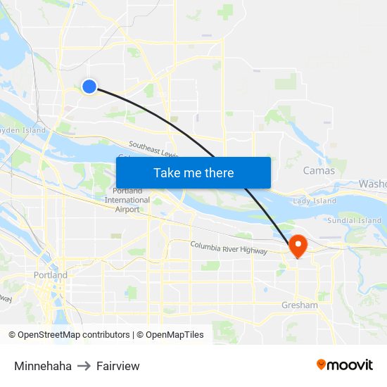 Minnehaha to Fairview map