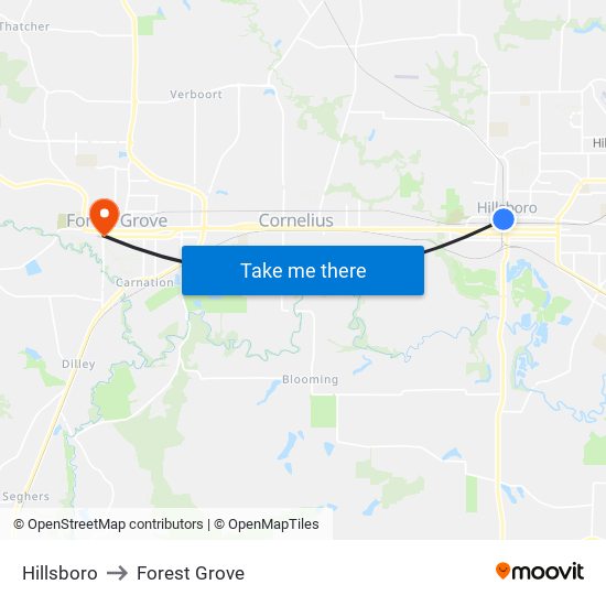 Hillsboro to Forest Grove map
