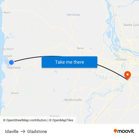 Idaville to Gladstone map