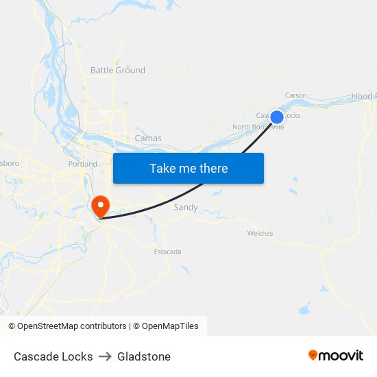 Cascade Locks to Gladstone map