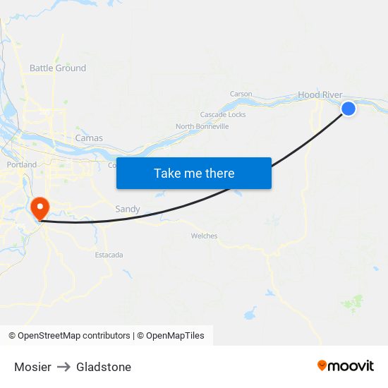 Mosier to Gladstone map