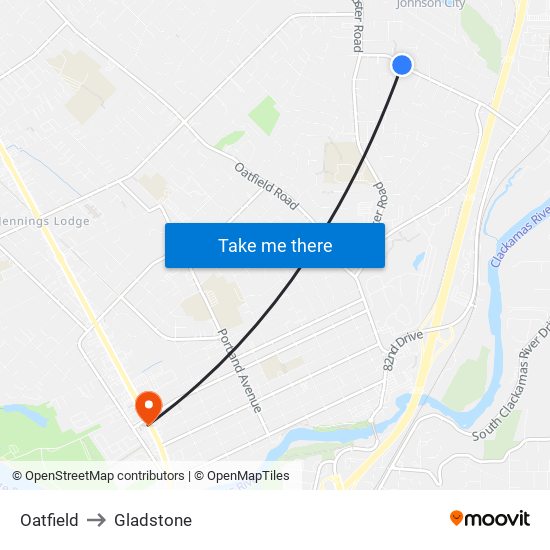 Oatfield to Gladstone map