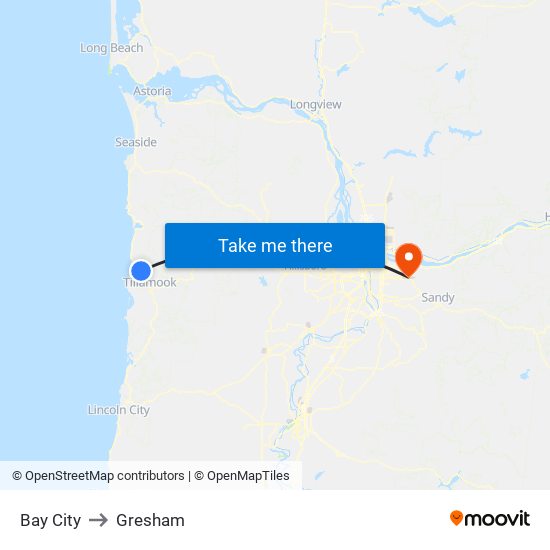 Bay City to Gresham map