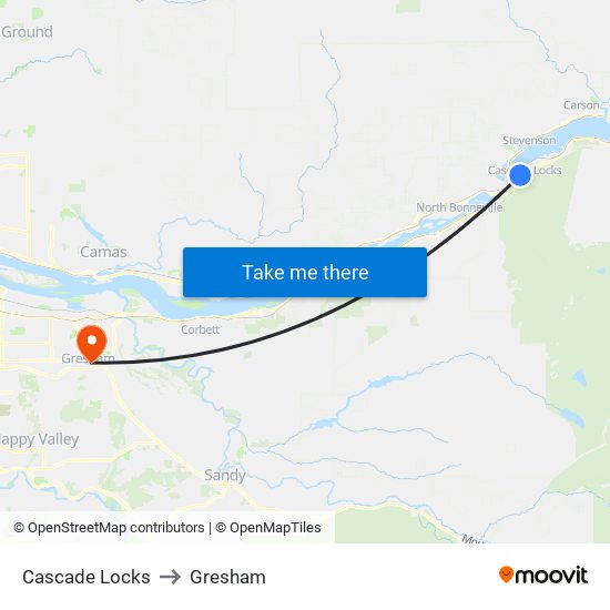 Cascade Locks to Gresham map