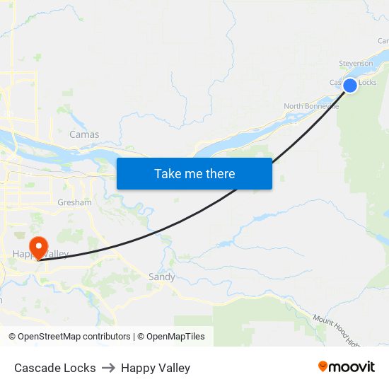 Cascade Locks to Happy Valley map