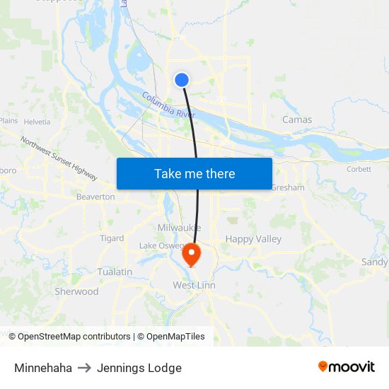 Minnehaha to Jennings Lodge map
