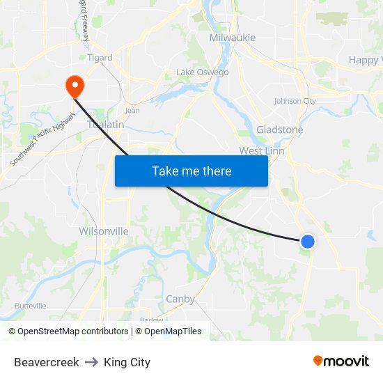 Beavercreek to King City map