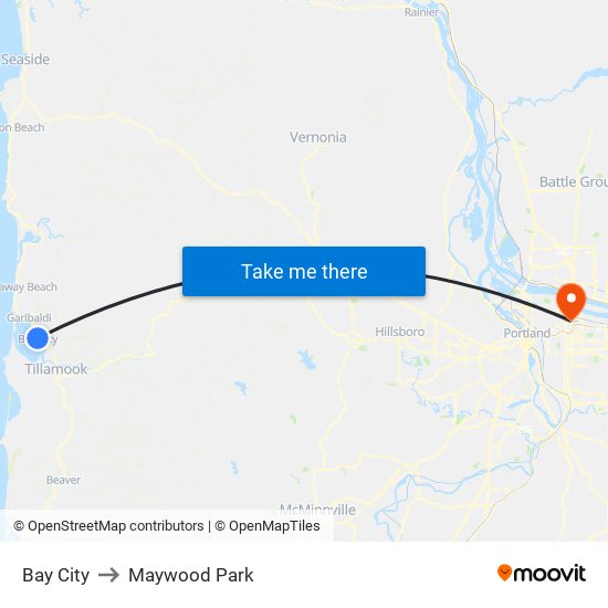 Bay City to Maywood Park map