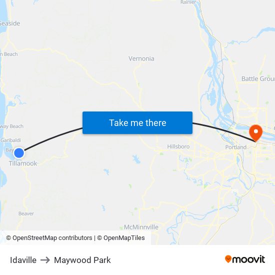 Idaville to Maywood Park map