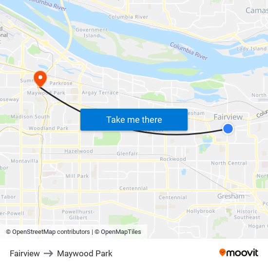 Fairview to Maywood Park map
